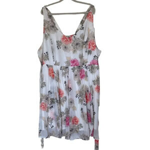 TORRID Ivory Floral Print Chiffon Skater Tank Dress Plus Size 6X Feminine Flirty